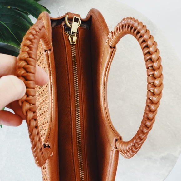 🆕Mimo Brown Woven Circle Top Handle Bag - Picture 5 of 8